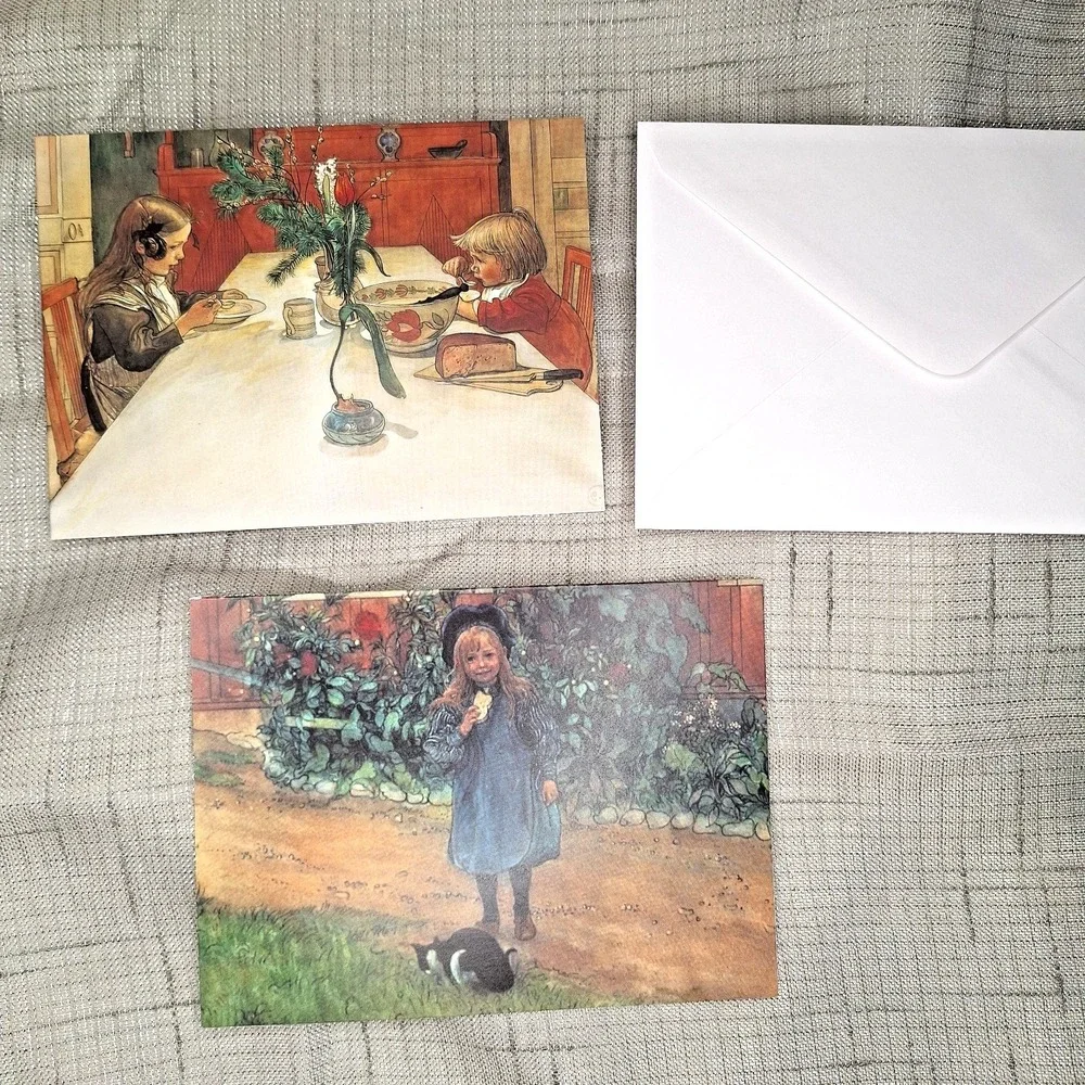 Carl Larrson Artwork 10‎ Notecards The Evening Meal, Kersti and the Cat  teNeues